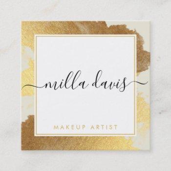 luxe gold pretty modern glam gilded cream ivory square business card