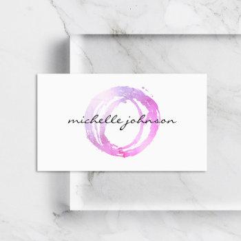 Small Luxe Pink Painted Circle Designer Logo Business Card Front View