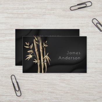 luxurious bamboo black gold business card
