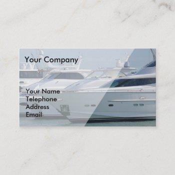 luxurious yachts are lined up in port business card