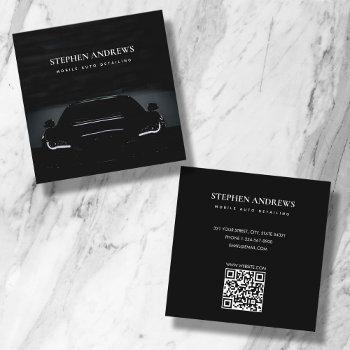 luxury auto detailing car cleaning repair qr code square business card
