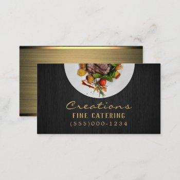 luxury black and gold food plate chef catering business card
