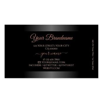 Small Luxury Black And White Ombre Rose Gold Frame Logo Business Card Back View