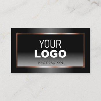 luxury black and white ombre rose gold frame logo business card