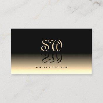 luxury black cream gradient mirror font monogram business card