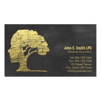 Small Luxury Black Psychologist Personal Counselor Magnetic Business Card Front View