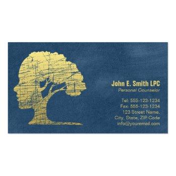 Small Luxury Blue Psychologist Personal Counselor Magnetic Business Card Front View