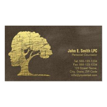Small Luxury Brown Psychologist Personal Counselor Business Card Magnet Front View