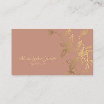 luxury faux gold foil dusty rose beauty salon business card