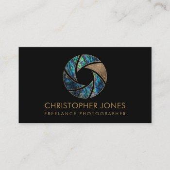 luxury gold and abalone camera shutter business card
