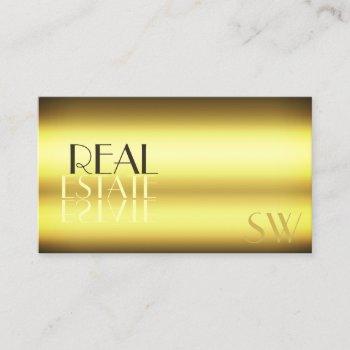 luxury gold modern mirror letters with monogram business card