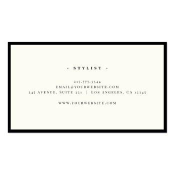 Small Luxury Minimal Monogram Black Ivory Chic Stylish Business Card Back View