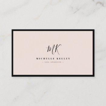 luxury minimal monogram blush pink chic stylish business card