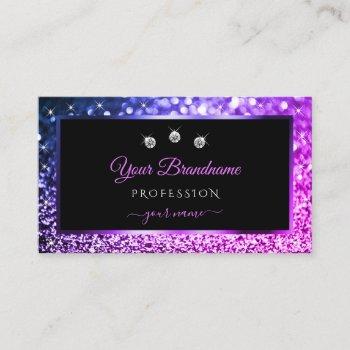 luxury pink purple ombre sparkle glitter diamonds business card