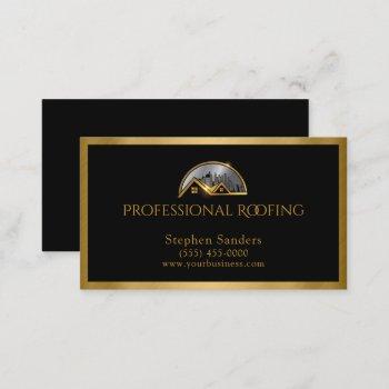 luxury roofing gold black construction business card