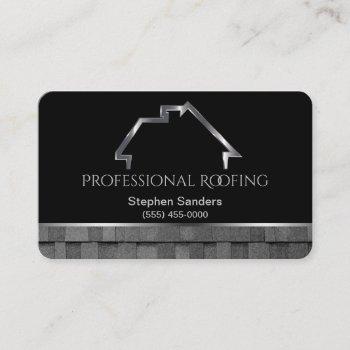 luxury roofing shingles construction silver black business card