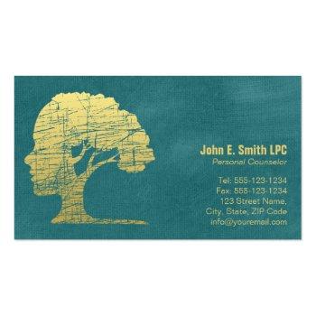Small Luxury Turquoise Psychologist Personal Counselor Magnetic Business Card Front View