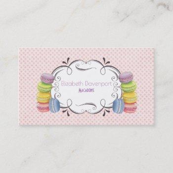 macarons french dessert in pastel watercolors business card