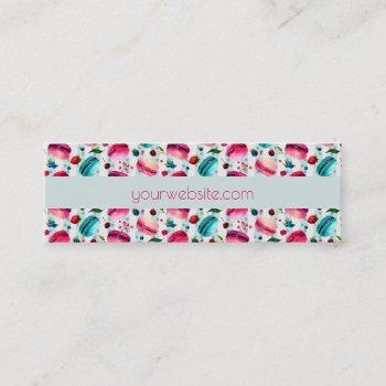 macarons french pastry with berries and polka dots mini business card