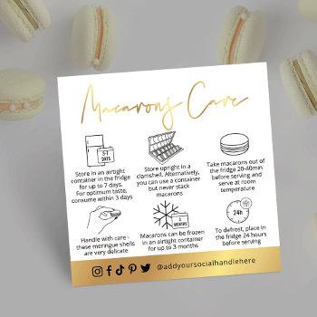 macarons white & gold modern desserts care guide square business card