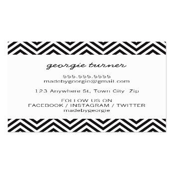 Small Made With Love Cute Packaging Chevron] Black White Square Business Card Back View