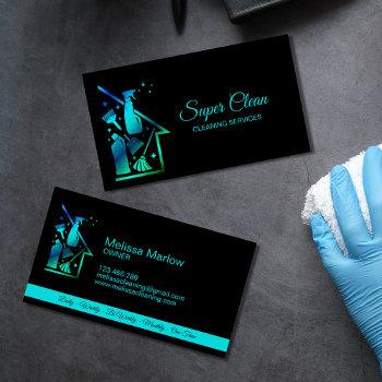 maid cleaning house professional cleaning services business card
