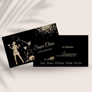 maid cleaning housekeeping office cleaning service business card