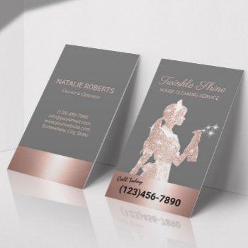 maid cleaning rose gold sparkles housekeeping #2 business card