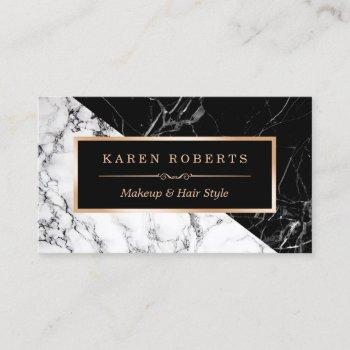makeup artist black white marble stunning look business card