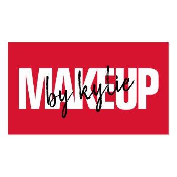 Small Makeup Artist Bold Signature Script Bold Red Business Card Front View