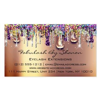 Small Makeup Artist Brow Eyelash Gold Drips Confetti Business Card Back View