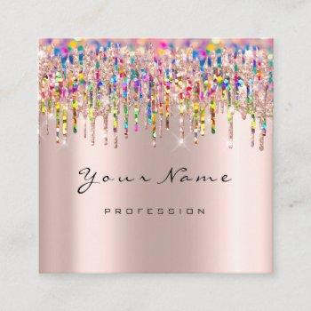makeup artist event planner holograph unicorn pink square business card