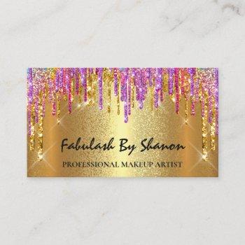 makeup artist event wedding planner gold drips business card