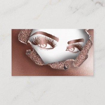 makeup artist eyebrow eyes lashes rose gold business card
