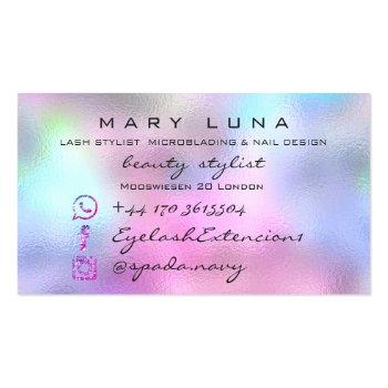 Small Makeup Artist Eyebrows Lashes Ombre Pink Glitter Business Card Back View