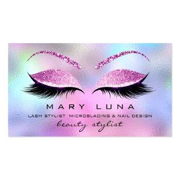 Small Makeup Artist Eyebrows Lashes Ombre Pink Glitter Business Card Front View