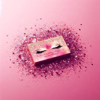 makeup artist eyelash lashes glitter drips pink business card