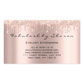 Small Makeup Artist Eyelash Lashes Glitter Drips Rose Business Card Back View