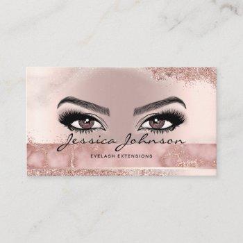 makeup artist eyelash lashes glitter rose script business card