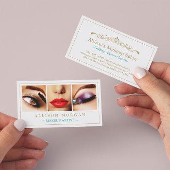 Small Makeup Artist Eyelashes Lips Eyeshadow Photos Business Card Front View