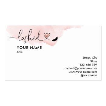 Small Makeup Artist  Eyes Lashes Blush Pink Watercolor Business Card Back View