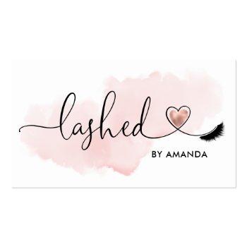 Small Makeup Artist  Eyes Lashes Blush Pink Watercolor Business Card Front View