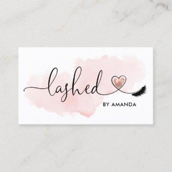 makeup artist  eyes lashes blush pink watercolor business card