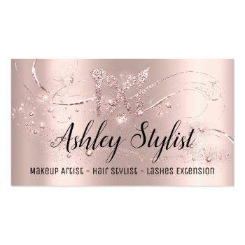 Small Makeup Artist Hair Salon Lash  Logo  Blogger Rose Business Card Front View