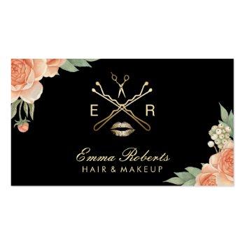 Small Makeup Artist Hair Stylist Vintage Floral Elegant Business Card Front View