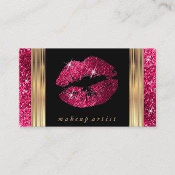 makeup artist hot pink glitter business card