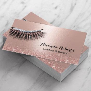 makeup artist lashes rose gold glitter eyelash business card