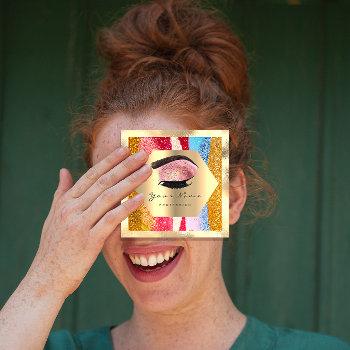 makeup artist logo strokes eyelash extension brows square business card