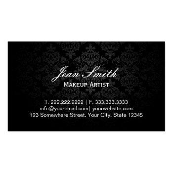 Small Makeup Artist Luxury Damask & Leopard Print Business Card Back View