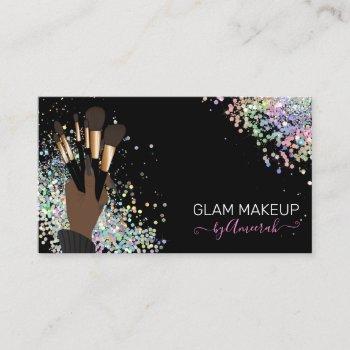 makeup artist, mua, beauty salon holographic business card